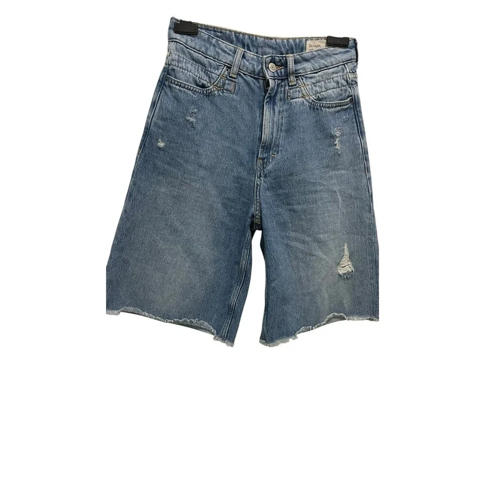 Esprit Baggy High Waist Bermuda Denim Shorts Skate Mom Jean 100% Cotton SZ 26